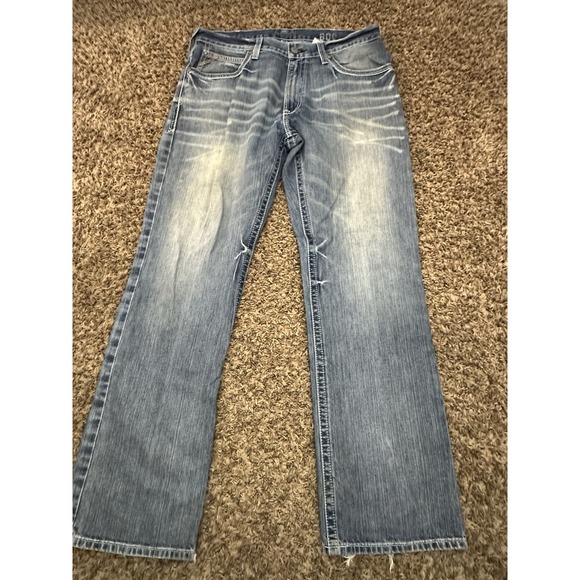 Ariat Jeans Mens Blue Relaxed Bootcut Cotton Denim Size 36X34 - Picture 4 of 5